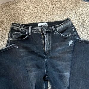 Dark gray distressed mom jeans